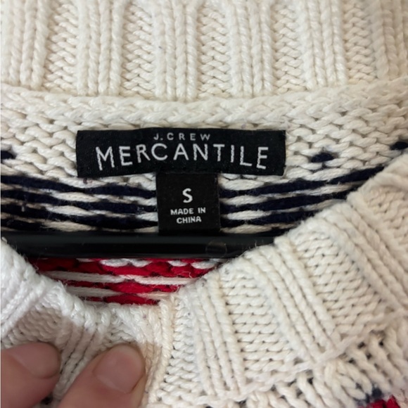 J. Crew Mercantile Small Knitted Long Sleeve Sweater Red Blue Casual 100% Cotton - Picture 3 of 7